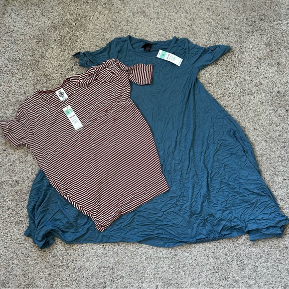 Striped Tee and Blue Dress‎ Set - Picture 1 of 12